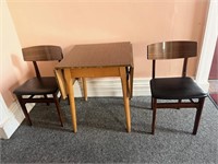 Pair of Vintage Chairs and a Drop Leaf Table,
