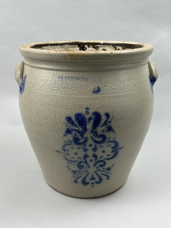 F.H. Cowden Blue Decorated Stoneware.