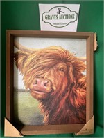 Brown Cow Textured Framed Paper Picture 10 3/4x13”