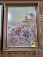 C.M. RUSSELL FRAMED PRINT, 21 1/2" X 16 1/4"