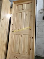 28" Right Hand 6 Panel Knotty Pine Interior Door