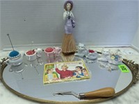 Dresser Tray w/ (5) Pincushions, Needles & Latch