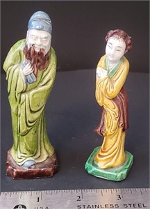 2 Immortals.Chinese Export Polychrome Porcelains