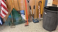 Outdoor Trash Can, Leaf Rake,US FLAG,Metal Rake,