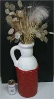Red & White Handled Ceramic Vase