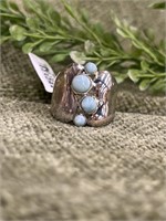 Blue Ice Larimar Sterling Silver Cocktail Ring
