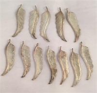 Sterling Silver Feather Pendants  Lot Of 12