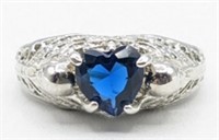 Ladies Sterling Blue Sapphire Heart Ring