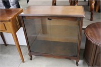 GLASS DOOR CABINET WITH GLASS SHELVES 31"X14"X33"