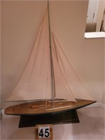 Wooden Sail Boat 55 1/2 X 48 X 9
