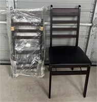 (R) Two Wooden and Leather Black Chairs, No