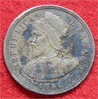 1904 Panama Silver 10 Centavos