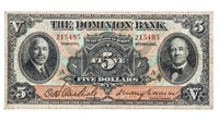 The Dominion Bank of Canada 1931 Five Dollars
