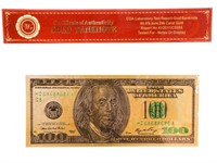 USA 24kt Gold $100 Banknote Collectible