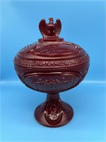 Fenton Red Bicentennial Compote 1776-1976
