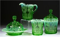 IDYLL FOUR-PIECE TABLE SET, green opalescent,