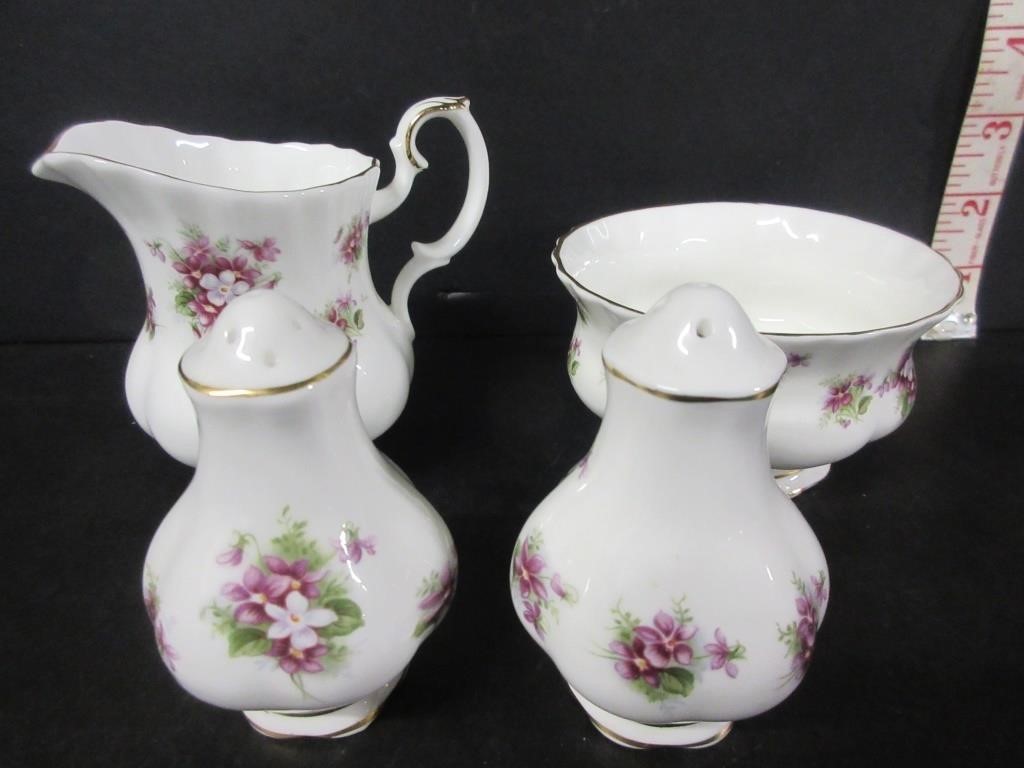 ROYAL ALBERT 'SWEET VIOLETS' CREAM & SUGAR, S&P