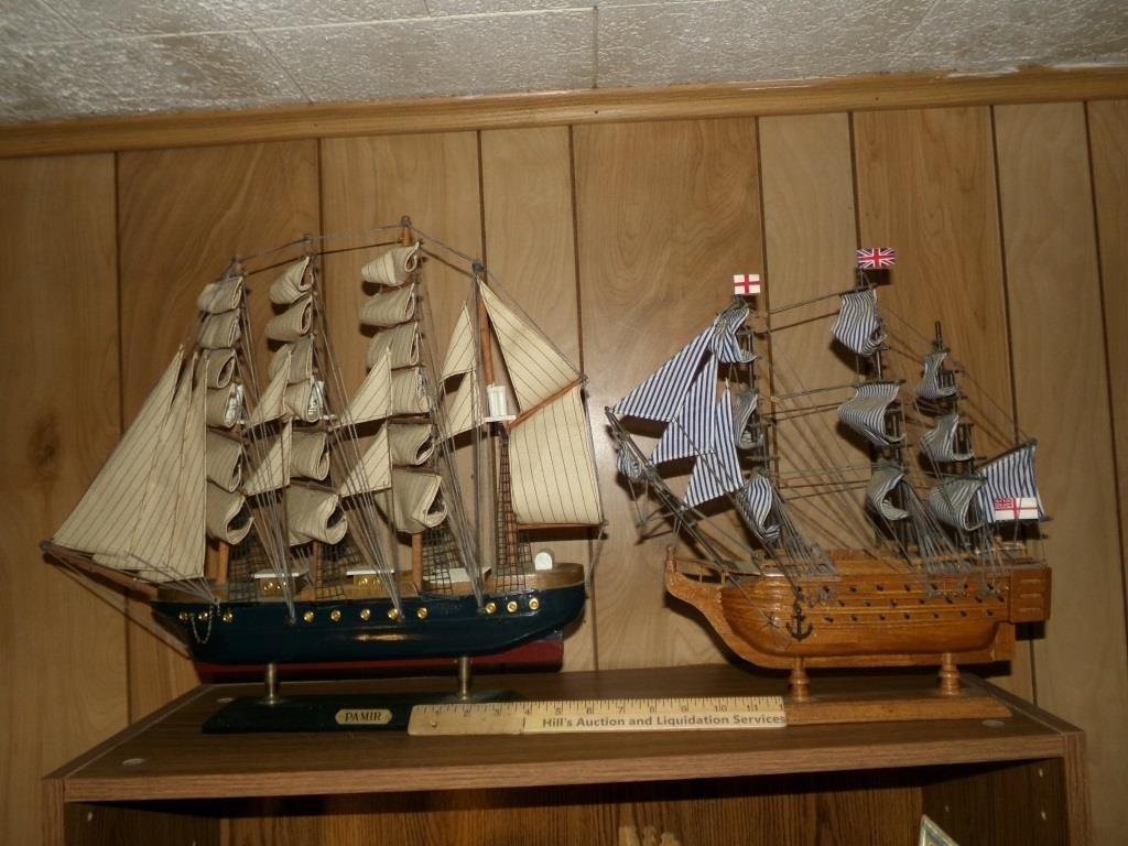 Two Wooden Sailboats