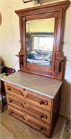 Antique Mission Oak Marble Topped Dresser