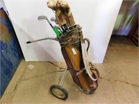 Golf clubs, bag & cart