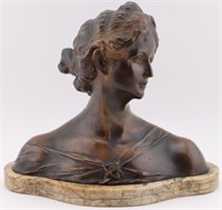 Bronze Bust of Woman on Marble