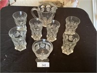 6 coin design glasses & pitcher