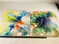 2pcs large abstract paintings
