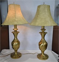 Pair Large Brass Table Lamps