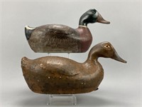 C.V. Wells Pair of Mallard Duck Decoys