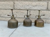 3 Vintage Brass Oil Cans From Hong Kong