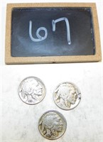 (3) 1937 Buffalo Nickels