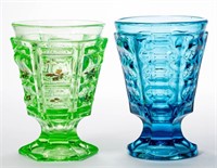 UNIDENTIFIED PRESSED GLASS FOOTED TUMBLERS, LOT
