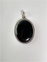 Large Sterling Black Onyx Pendant 19 Grams