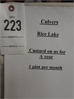 Culvers 1 Pint Custard / Month For A Year