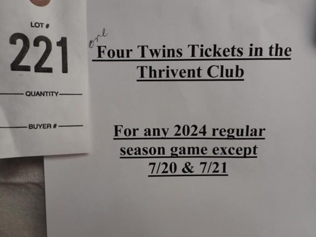(4) Twins Tickets / Thrivent Club
