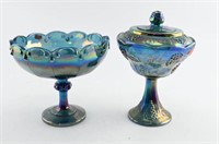 (2) pcs of iridescent carnival glass to include