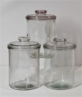 3 Antique Store Counter Confectionary Jars & Lids