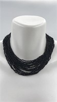 Black Seed Bead Multistrand Necklace Use Long Or