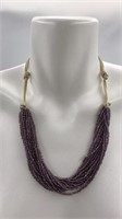 Seed Bead Multistrand Necklace W/ Satin Cord