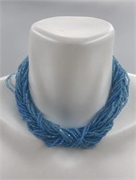 Seed Bead Multistrand Necklace Blue