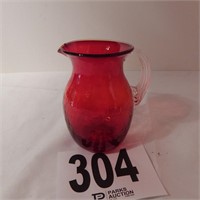 CRANBERRY GLASS PITCHER 5 IN