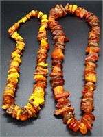Lot of 2 estate amber necklaces