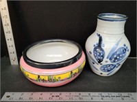 Winton Ware Bowl & Pottery Vase