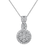 1.00 Ct Diamond Infinity Halo Necklace 14 Kt