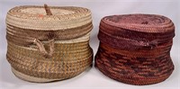 2 woven baskets, 17" and 15" diameter,