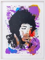 Mr. Brainwash "Jimi Hendrix" Mixed Media on Paper