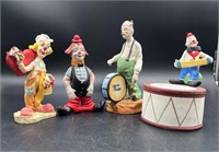 4 Vtg Clown Figurines 1 Is A Music Box