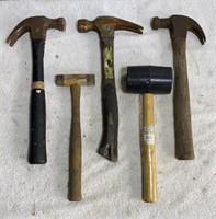 Assorted Fiberglass and Wood Hammers/Mallets
