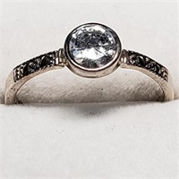 Steling Silver Cubic Zirconia Marcasite Ring