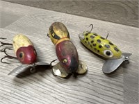 (3) Wood Lures 2-Jitterbug 1-Unknown